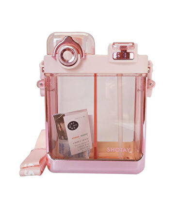 Shotay Su Matarası 2 Bölmeli Tritan Pembe 700Ml