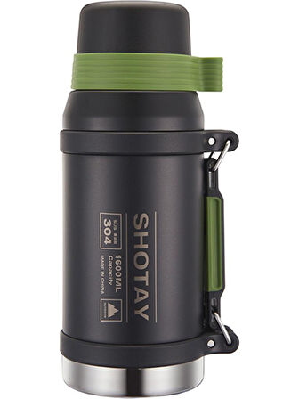 Shotay Çelik Termos Camper Large 1600Ml Siyah