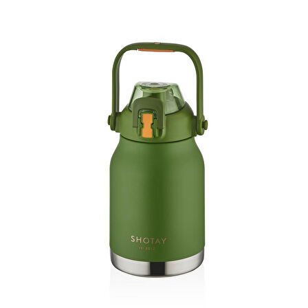 Shotay Çelik Termos Matara Phone Holder 1000Ml Yeşil