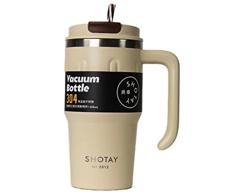 Shotay Termos Bardak Seyahat ve Outdoor 650Ml Krem