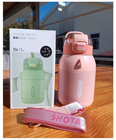 Shotay Dome Çelik Termos Matara 800Ml Siyah