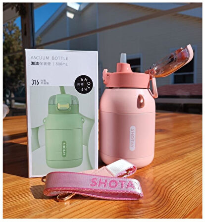 Shotay Dome Çelik Termos Matara 800Ml Pembe