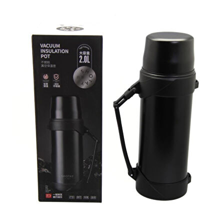 Shotay Çelik Termos 2000Ml Siyah