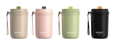 Shotay Strow Çelik Termos Mug 410Ml Siyah