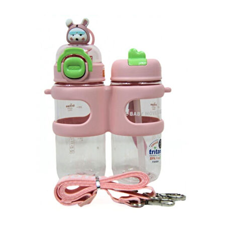 Shotay Su Matarası 2 Bölmeli Tritan Pembe 900Ml