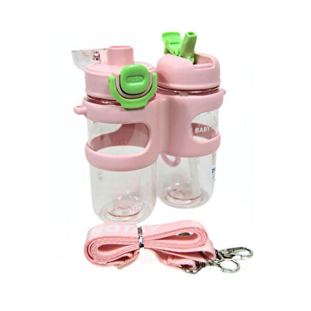 Shotay Su Matarası 2 Bölmeli Tritan Pembe 900Ml