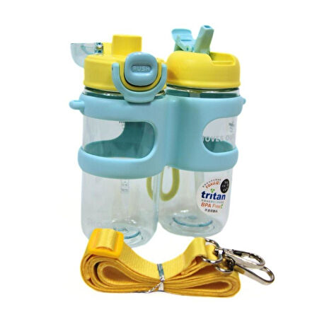 Shotay Su Matarası 2 Bölmeli Tritan Mavi 900Ml