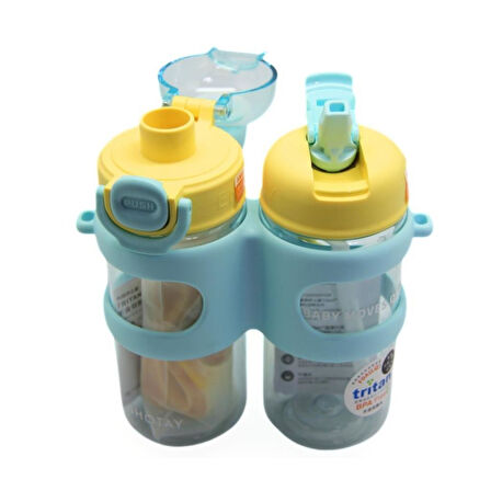 Shotay Su Matarası 2 Bölmeli Tritan Mavi 900Ml
