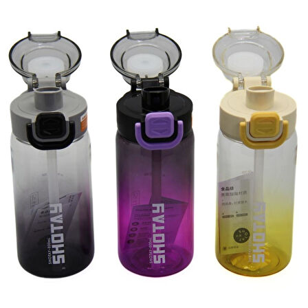Shotay Su Matarası Straw Gradient Polikarbon Sarı 600Ml