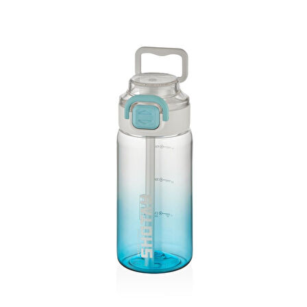 Shotay Su Matarası Straw Gradient Polikarbon Mavi 600Ml