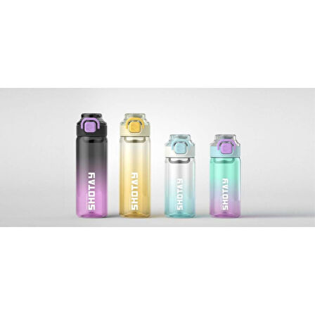 Shotay Su Matarası Straw Gradient Polikarbon Mavi 600Ml