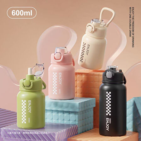 Shotay Chees Çelik Termos Matara 600Ml Siyah