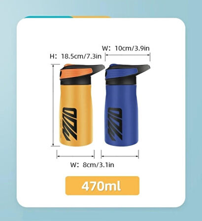 Shotay Mod Çelik Termos Matara 470Ml Lacivert