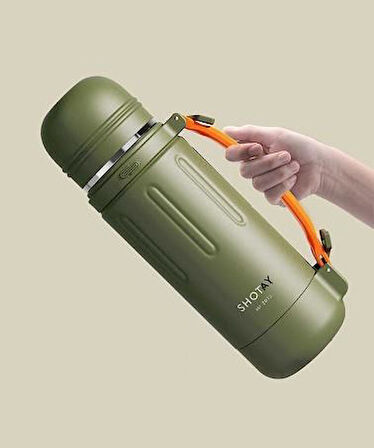 Shotay Durable Çelik Termos Matara 1500Ml Yeşil