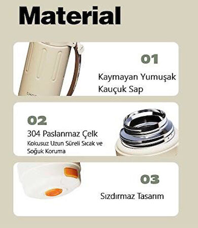 Shotay Durable Çelik Termos Matara 1500Ml Krem