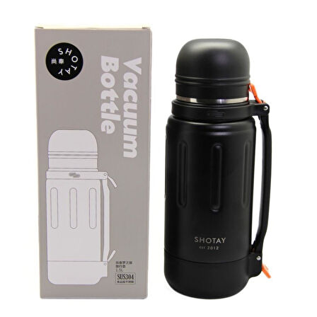 Shotay Durable Çelik Termos Matara 1500Ml Siyah