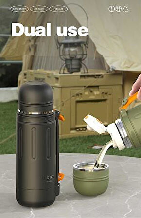 Shotay Durable Çelik Termos Matara 1500Ml Siyah
