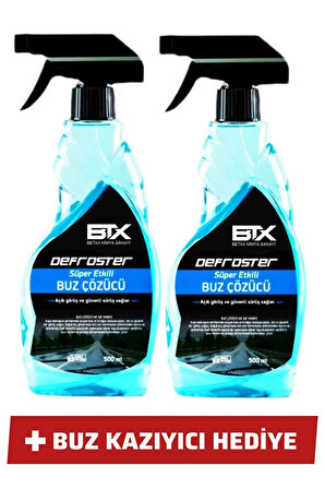 Buz Çözücü Defroster Sprey 500ml 2'li Buz Kazıyıcı