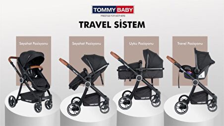 Tommybaby Toranto Black Vip Travel Sistem Bebek Arabası + Puset 