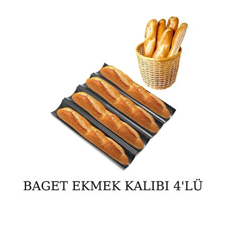 BeeChef Baget Ekmek Kalıbı 4'lü Karbon Çelik