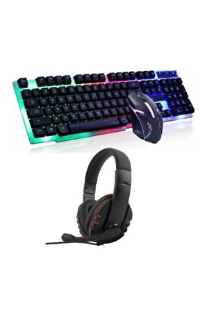 Bood Nuo Gaming Bundle Kablolu RGB Klavye Mouse Set + Kulak Üstü Kulaklık