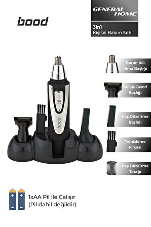 BK-105 Kişisel Bakım Seti 3 in 1 | Saç, Sakal ve Burun Tüyü Temizleme Makinesi, Şarjlı