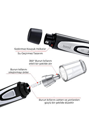 BK-105 Kişisel Bakım Seti 3 in 1 | Saç, Sakal ve Burun Tüyü Temizleme Makinesi, Şarjlı