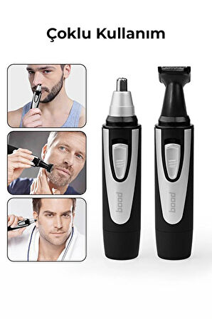 BK-105 Kişisel Bakım Seti 3 in 1 | Saç, Sakal ve Burun Tüyü Temizleme Makinesi, Şarjlı