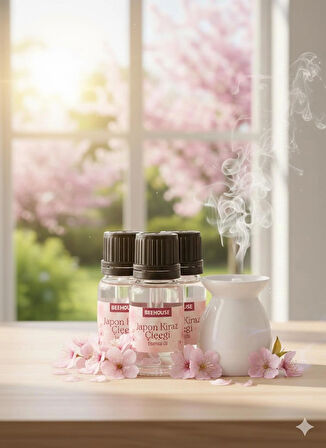 BEEHOUSE Japon Kiraz Çiçeği 3'lü Paket Esansiyel Buhurdanlık Yağı 10 ml X 3 adet