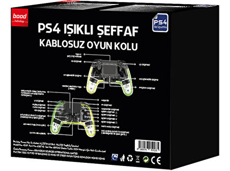 BOOD PS4 Işıklı Şeffaf Kablosuz Oyun Kolu