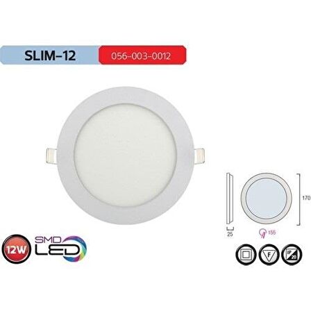 Horoz SLIM-12 Led Panel 12W 6400K Beyaz