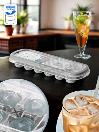 Buz Kalıbı - 250 ml - 5 PP - 12 Bölmeli - Yüksek Kalite Yapışmaz Silikon Buzluk - BPA İçermez