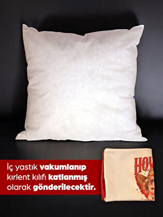 KIRLENT KILIFI+İÇ DOLGU YASTIK Cepli ve Baskılı 45x45 cm Howdy Valentine/Sevgililer Günü