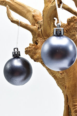 Waldern 6 lı 4 Cm Yılbaşı Ağacı Süsü Cici Top Füme