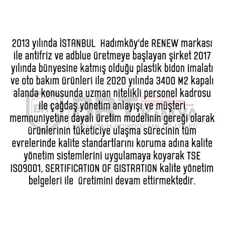 Renew Havalı Fren Alkolü - 1 Litre - Donmayı Önleyici Fren Alkolü