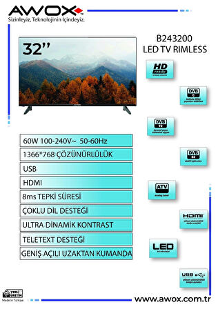 Awox B243200 32'' 80 Ekran HD LED TV