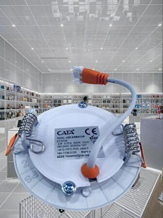 Cata 3 Watt Panel Led Armatür CT 5144 Beyaz Işık Alüminyum Kasa