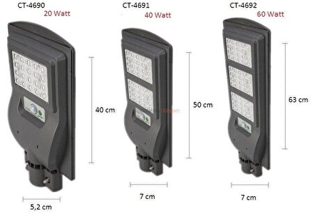 CATA CT-4691 Solar Sokak Armatürü 40W Beyaz Işık