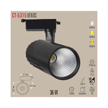 CATA CT 5315 Ledli Ray Spot 33W 4000K Ilık Beyaz