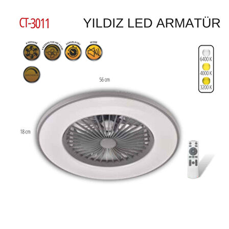 CATA YILDIZ KUMANDALI LED TAVAN VANTİLATÖRÜ CT-3011