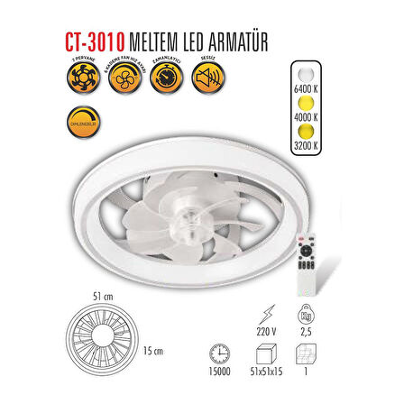 CATA MELTEM LED TAVAN VANTİLATÖR (CT-3010)