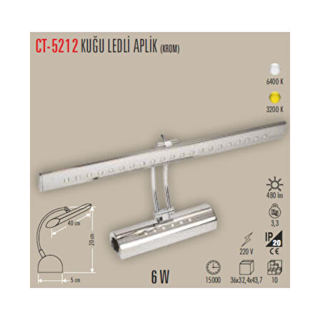 Cata Ct-5212 7w Beyaz Ledli̇ Kuğu Apli̇k