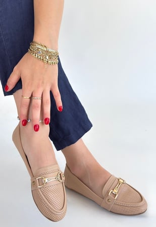 Yıldızdan Nude Pvc Taban Kadın Babet