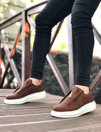 Yıldızdan Taba (Beyaz Taban) Fermuar Detaylı Poli Taban Erkek Spor Ayakkabı