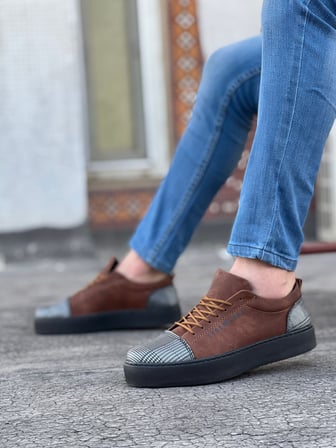 Yıldızdan Taba Süet (Siyah Taban) Ekose Detaylı Bağcıklı Poli Taban Erkek Spor Ayakkabı