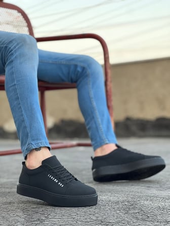Yıldızdan Siyah Nubuk (Siyah Taban) Bağcıklı Poli Taban Erkek Spor Ayakkabı