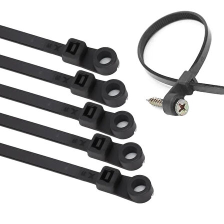 Powermaster PM-26326 Vida Delikli Kablo Bağı Plastik Kelepçe 100Lü Paket Siyah 2.5X100mm