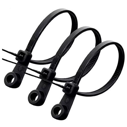 Powermaster PM-26326 Vida Delikli Kablo Bağı Plastik Kelepçe 100Lü Paket Siyah 2.5X100mm