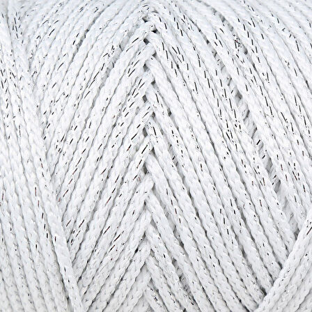 Loren Soft Star Makrome İpi Gümüş Simli Beyaz RM10