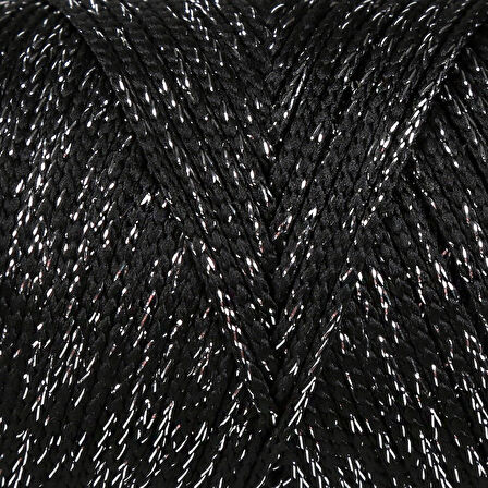 Loren Soft Star Makrome İpi Gümüş Simli Siyah RM10